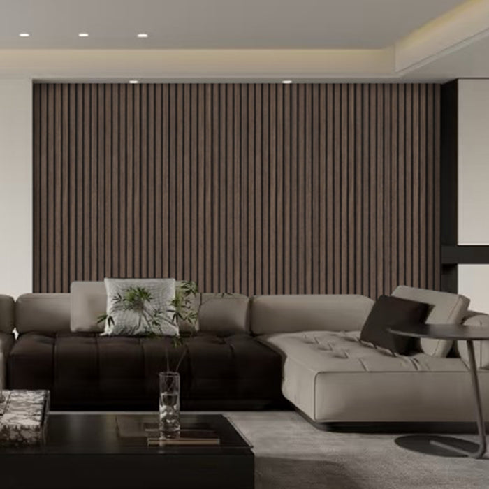 Lightweight Flexible Smoked Wood Veneer Acoustic Slat Wall Panels Unisoar