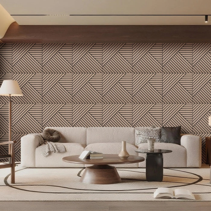 Lightweight Flexible Walnut Veneer Acoustic Diagonal Chevron Wall Panels Unisoar
