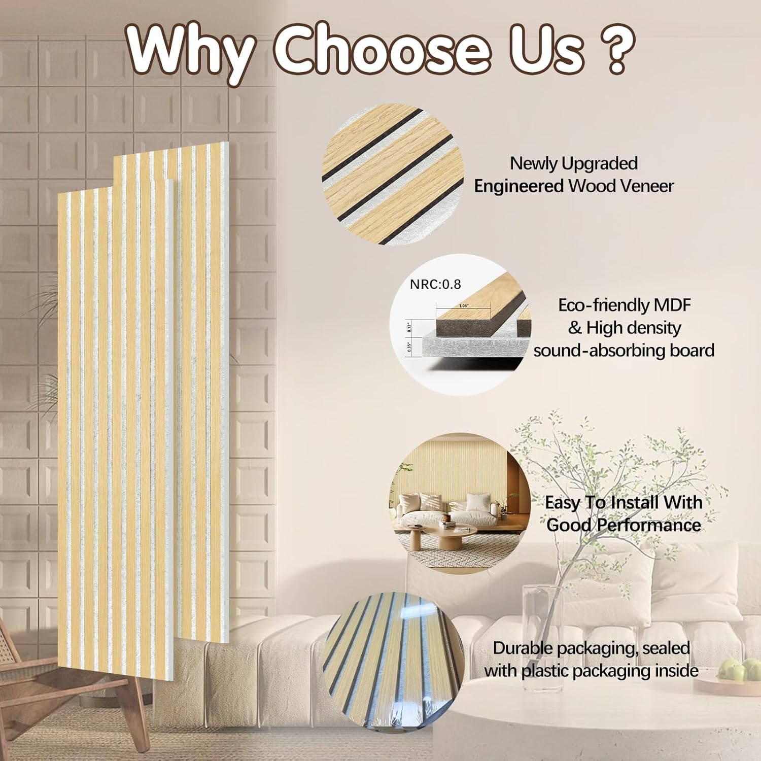 Unisoar panels feature upgraded oak veneer and sound-absorbing cotton with simple installation
