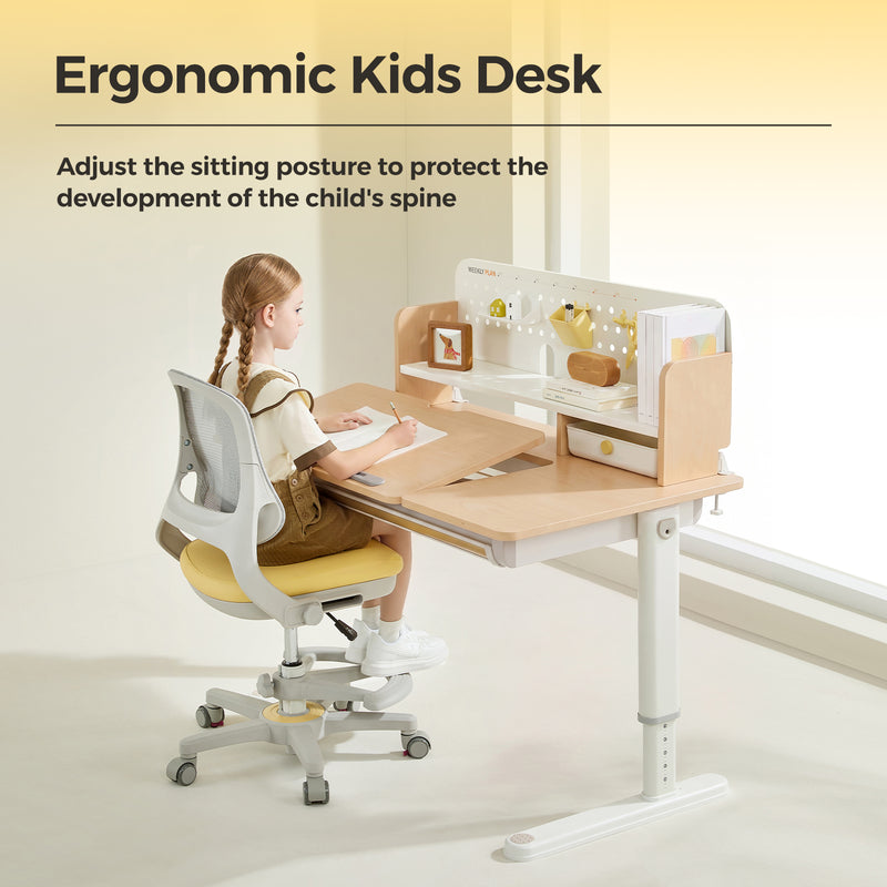 Kids Study Desk, Height Adjustable with Tilt Top and Storage