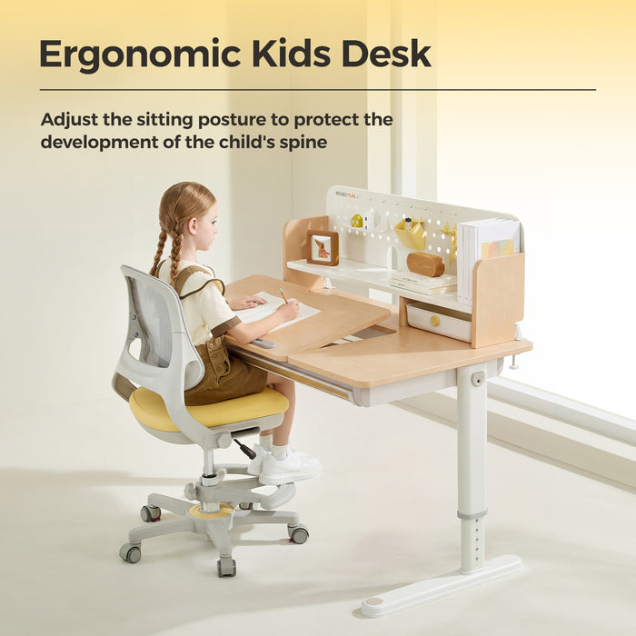 Kids Study Desk, Height Adjustable with Tilt Top and Storage