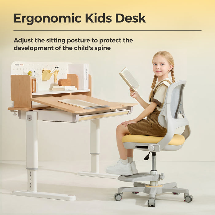 Kids Study Desk, Height Adjustable with Tilt Top and Storage
