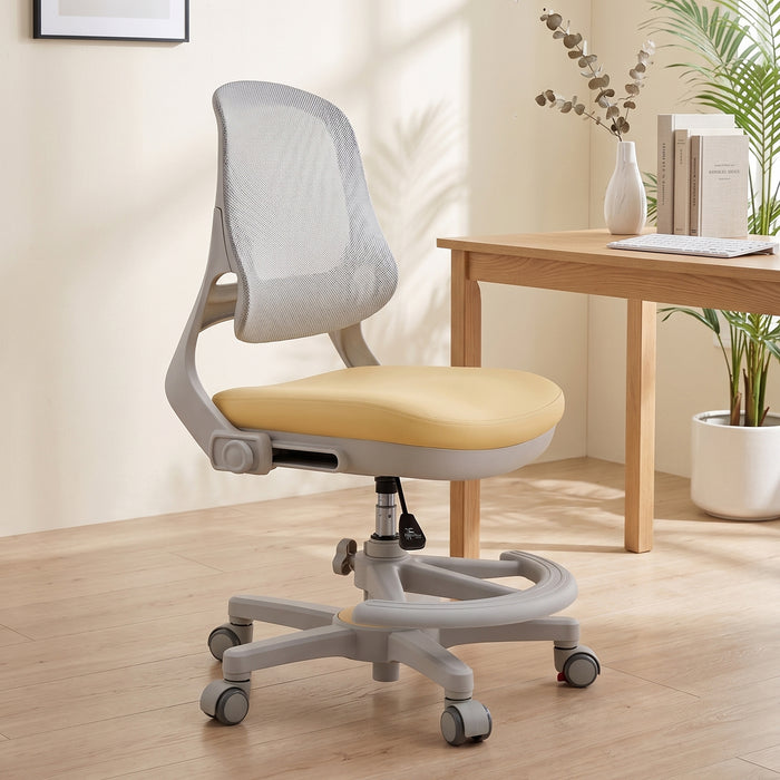 Ergonomic Kids Desk Chair – Adjustable Height & Depth Study Chair with Detachable Foot Pedal & Self-Locking Casters, Breathable Mesh Back, for Ages 3–12
