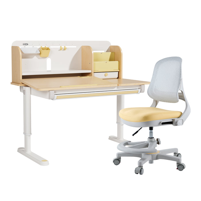Ergonomic Kids Desk Chair – Adjustable Height & Depth Study Chair with Detachable Foot Pedal & Self-Locking Casters, Breathable Mesh Back, for Ages 3–12