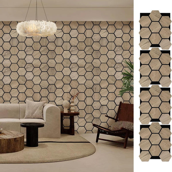 Premium American Walnut Acoustic Hexagon Wall Panels by Unisoar