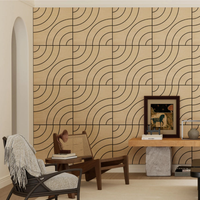 Lightweight Flexible Oak Veneer Acoustic Circular Wave Wall Panels Unisoar