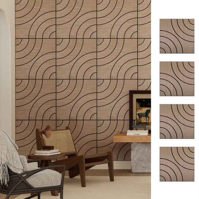 Lightweight Flexible Walnut Veneer Acoustic Circular Wave Wall Panels Unisoar