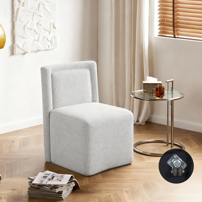 Modern Upholstered Dining Chair with Casters