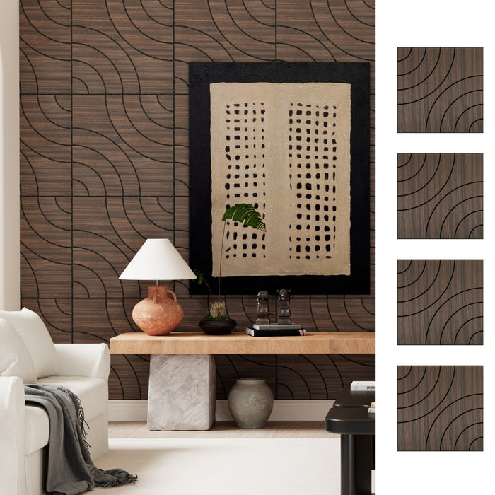 Lightweight Flexible Smoked Wood Veneer Acoustic Circular Wave Wall Panels Unisoar