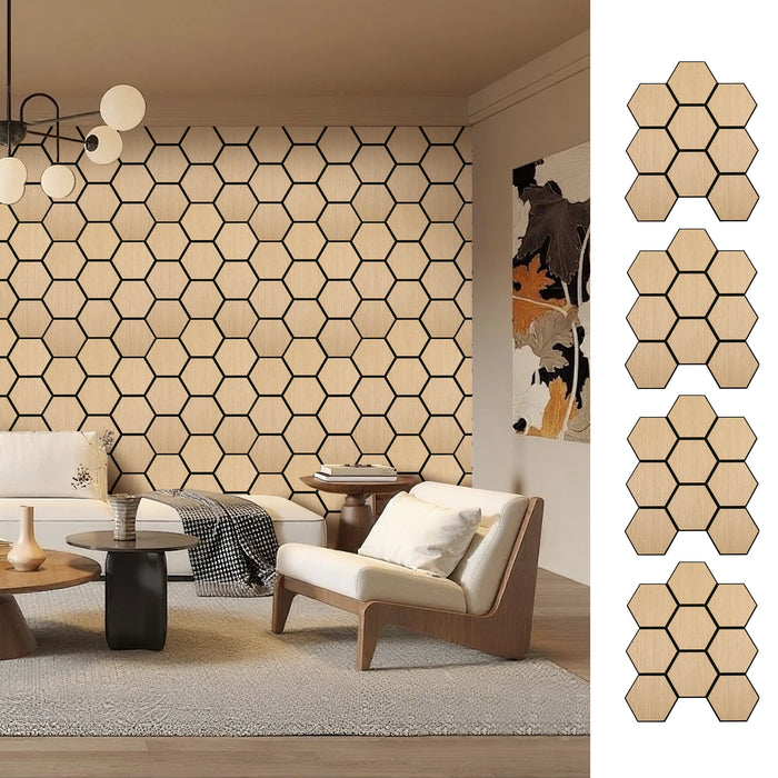 Lightweight Flexible Oak Veneer Acoustic Hexagon Honeycomb Wall Panels Unisoar