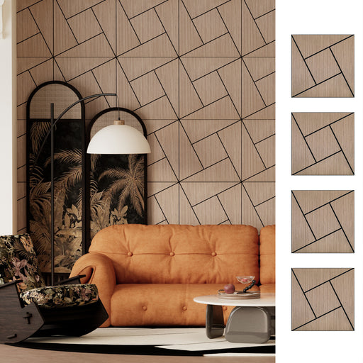 WVH Bark & Bole Lite Oak Acoustic Panels – 3D Textured Wood Veneer Wall And Ceiling Panels | Decorative Sound-Absorbing Solution For Homes, Offices