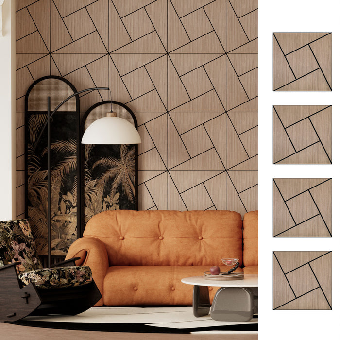 Lightweight Flexible Walnut Veneer Acoustic Pinwheel Wall Panels Unisoar