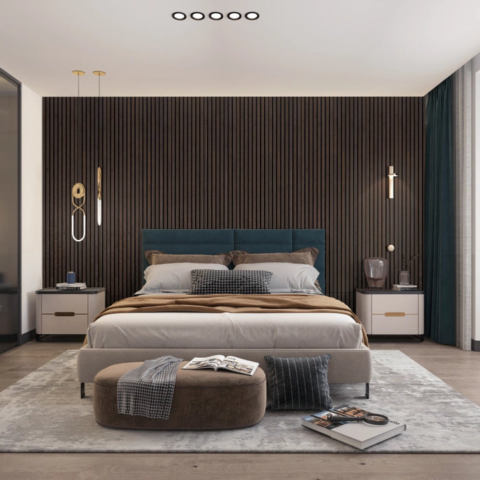 Luxury Smoked Wood Acoustic Slat Wood Wall Panels by Unisoar