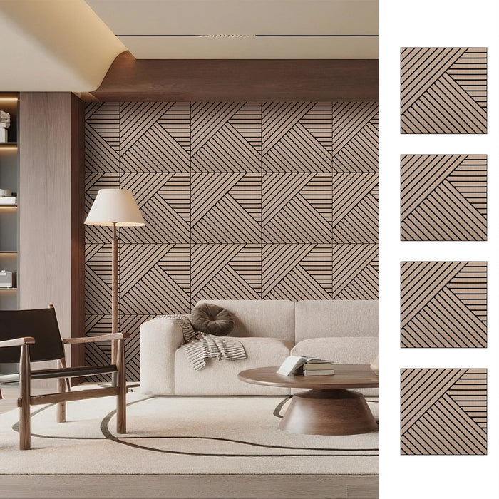 Lightweight Flexible Walnut Veneer Acoustic Diagonal Chevron Wall Panels Unisoar