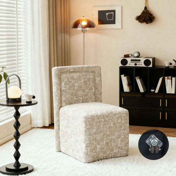 Modern Upholstered Dining Chair with Casters