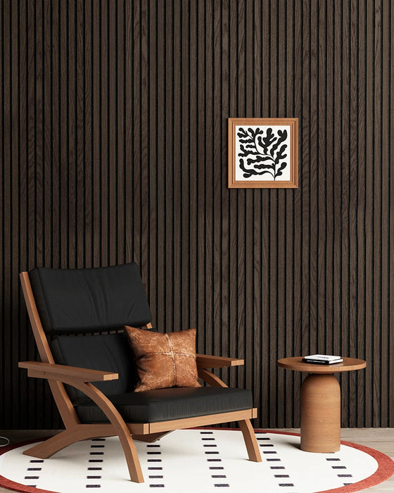 Luxury Smoked Wood Acoustic Slat Wood Wall Panels 3-Side Veneer – Unisoar