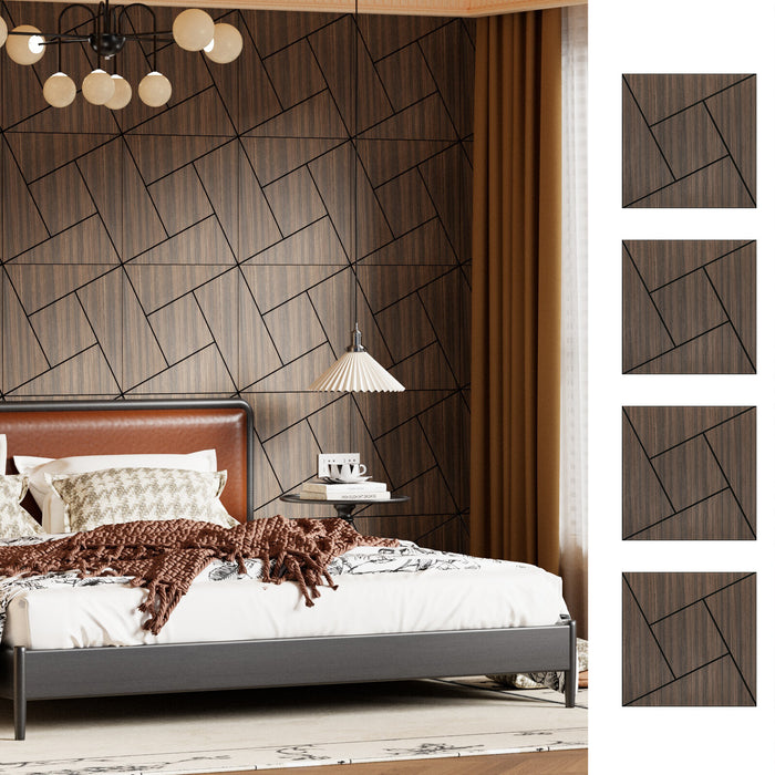Lightweight Flexible Smoked Wood Veneer Acoustic Pinwheel Wall Panels Unisoar