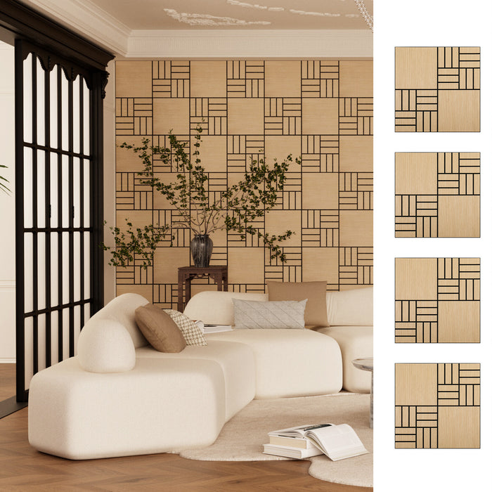 Lightweight Flexible Oak Veneer Acoustic Basketweave Grid Wall Panels Unisoar