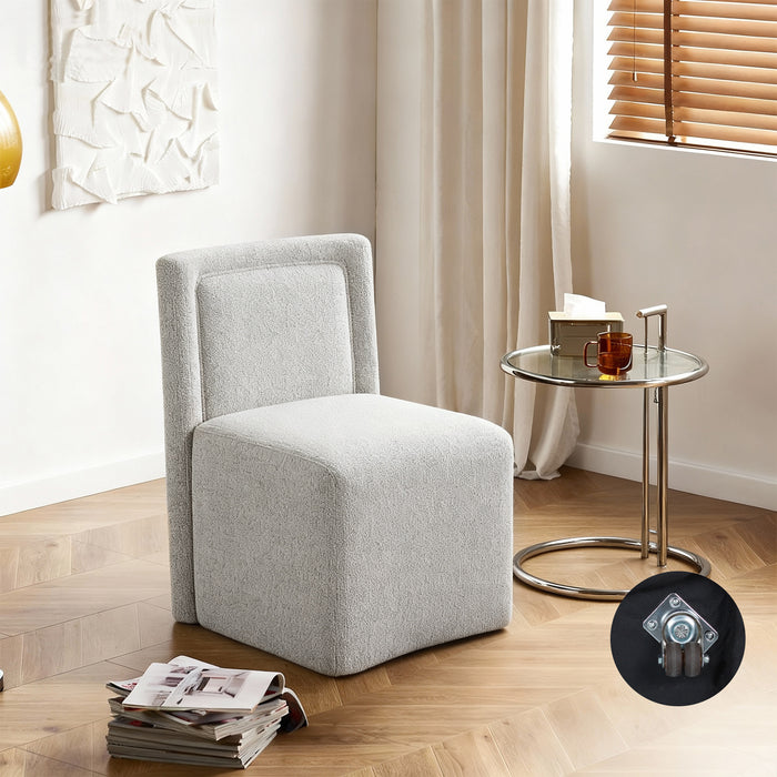 Modern Upholstered Dining Chair with Casters