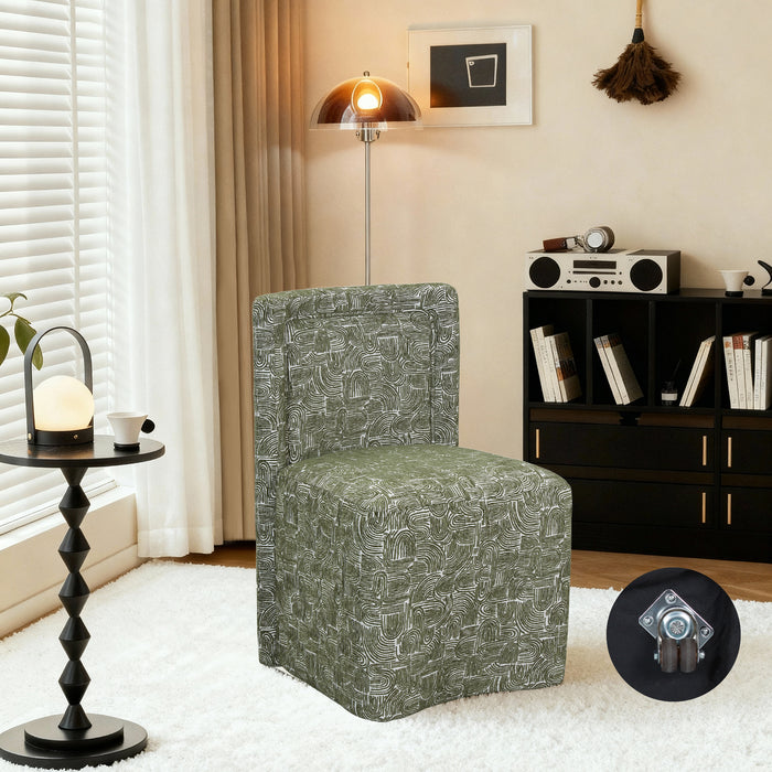 Modern Upholstered Dining Chair with Casters