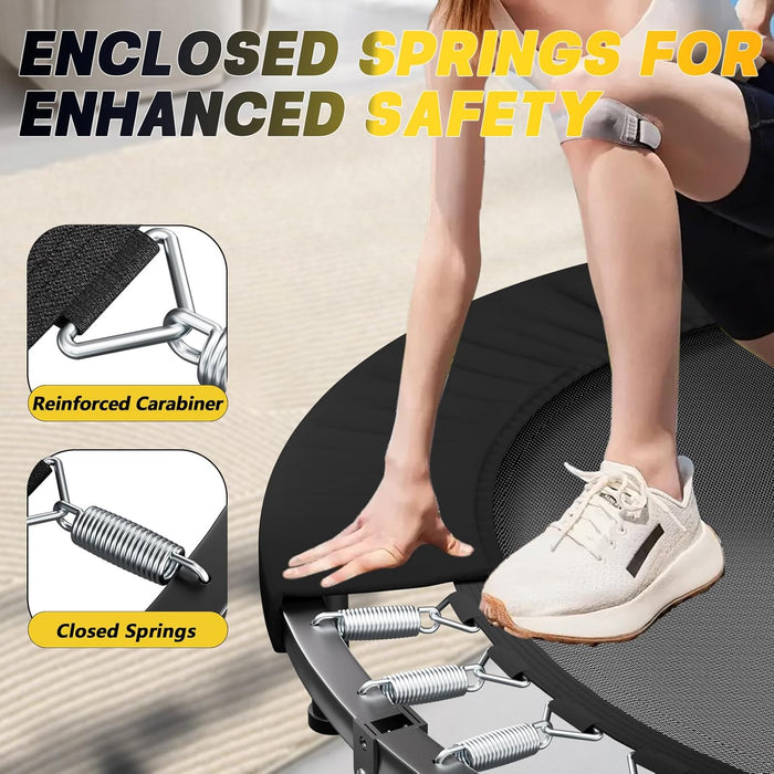 40" Foldable Mini Trampoline for Adults w/ Adj. U-Bar (350lbs Max)