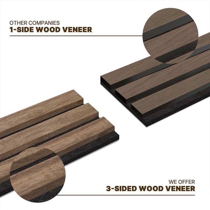 Luxury Walnut Acoustic Slat Wood Wall Panels | 3-Side Veneer – Unisoar