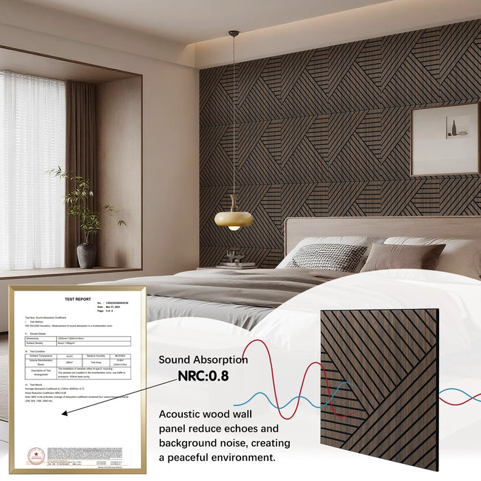 Lightweight Flexible Smoked wood Veneer Acoustic Diagonal Chevron Wall Panels Unisoar