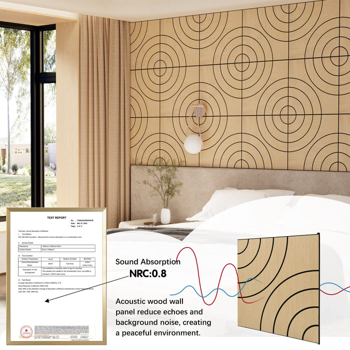 Lightweight Flexible Oak Veneer Acoustic Circular Wave Wall Panels Unisoar