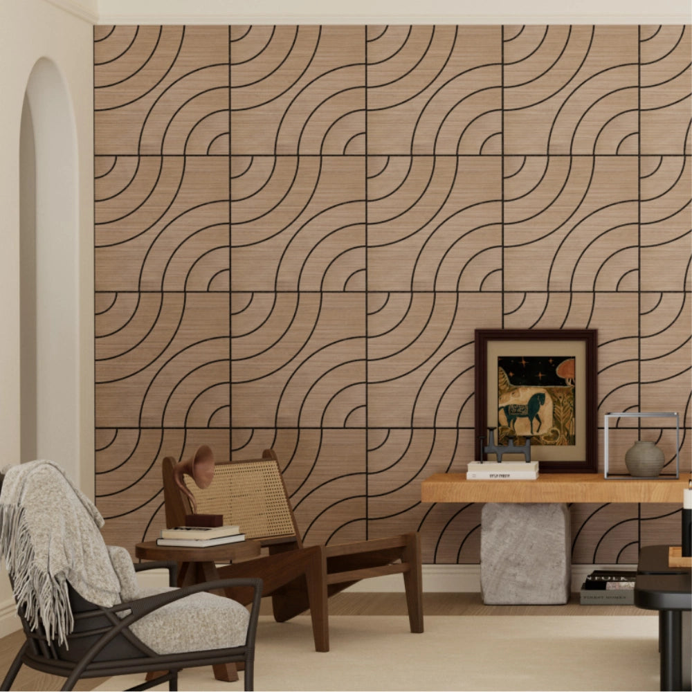 Lightweight Flexible Walnut Veneer Acoustic Circular Wave Wall Panels Unisoar