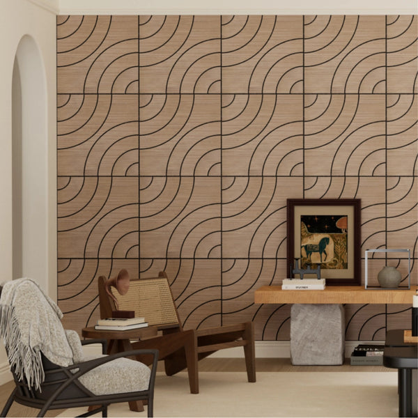 Lightweight Walnut Circular Wave Wall Panels