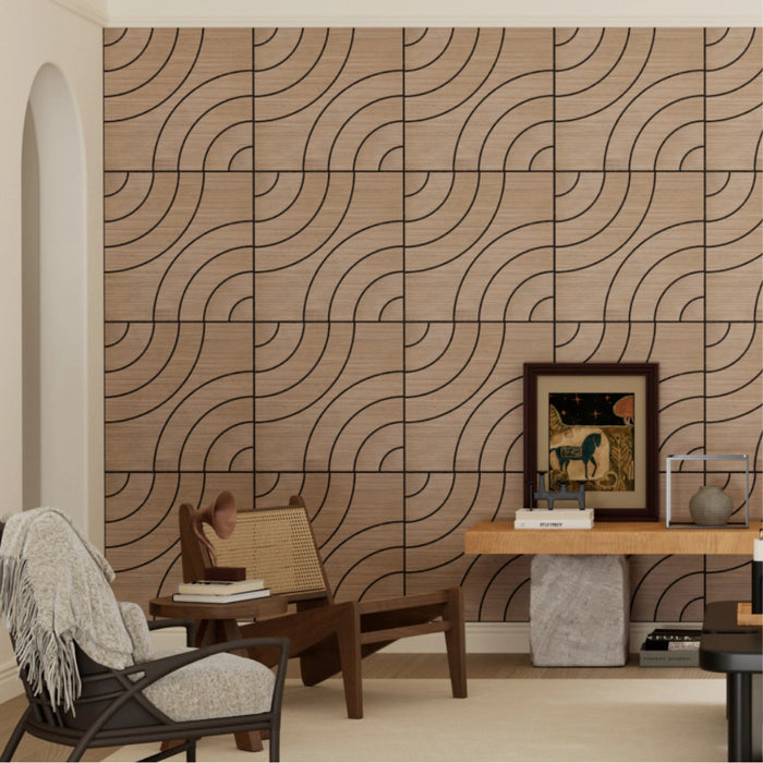 Lightweight Flexible Walnut Veneer Acoustic Circular Wave Wall Panels Unisoar