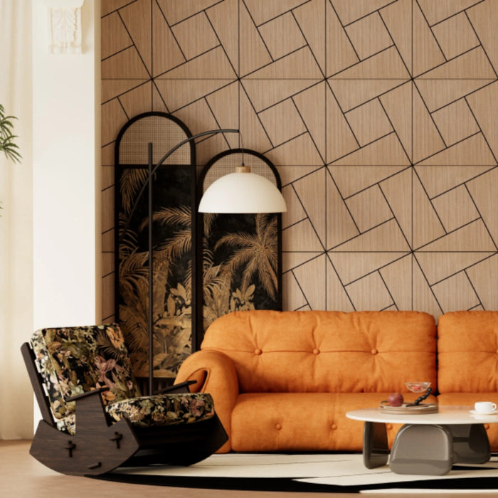Lightweight Flexible Walnut Veneer Acoustic Pinwheel Wall Panels Unisoar