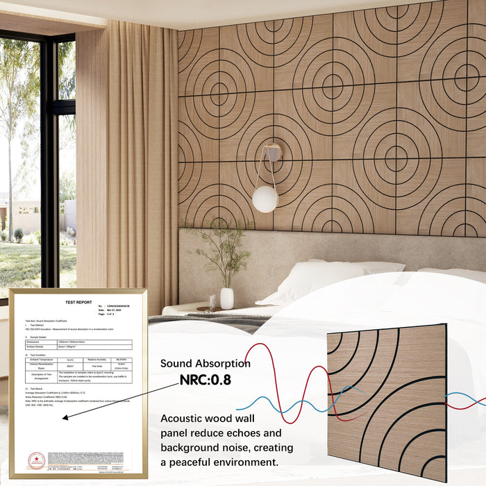 Lightweight Flexible Walnut Veneer Acoustic Circular Wave Wall Panels Unisoar