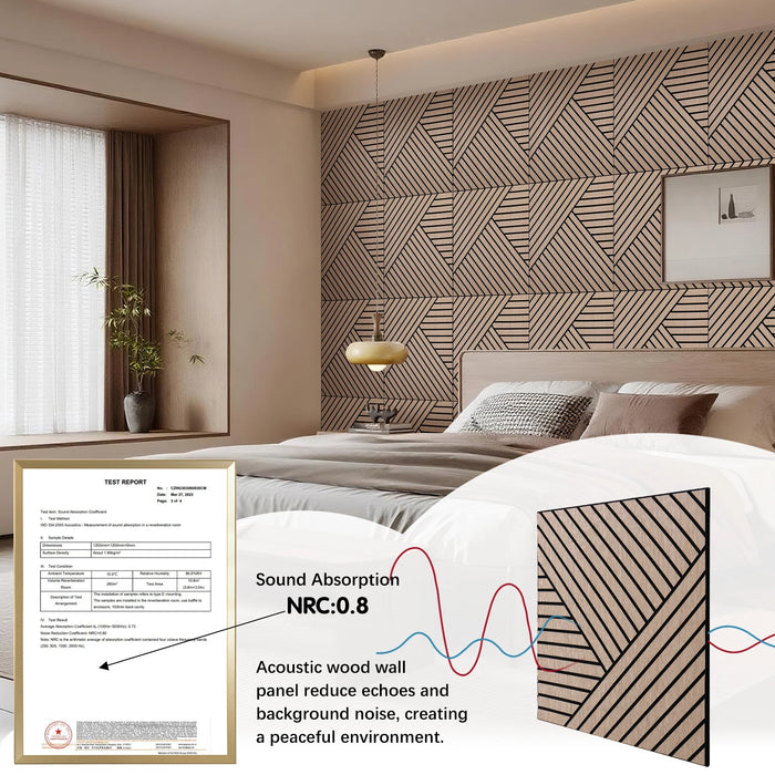 Lightweight Flexible Walnut Veneer Acoustic Diagonal Chevron Wall Panels Unisoar