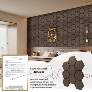 Paneles de pared acústicos hexagonales de nido de abeja, ligeros y flexibles, de chapa de madera ahumada Unisoar 