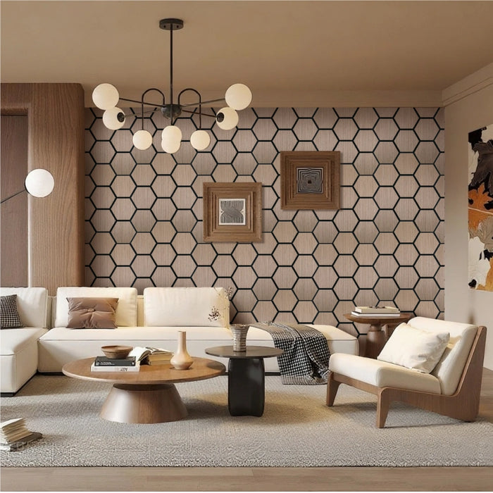 Lightweight Flexible Walnut Veneer Acoustic Hexagon Honeycomb Wall Panels Unisoar