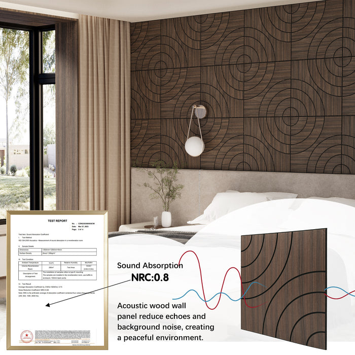 Lightweight Flexible Smoked Wood Veneer Acoustic Circular Wave Wall Panels Unisoar
