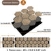 Cross-section of hexagon wood panel showing walnut veneer top, MDF core, and acoustic insulation layer