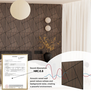 Paneles de pared acústicos de madera ahumada, ligeros y flexibles, con diseño de rueda de molino Unisoar