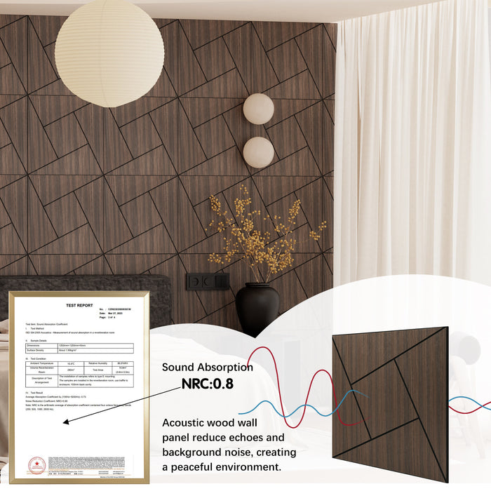 Lightweight Flexible Smoked Wood Veneer Acoustic Pinwheel Wall Panels Unisoar