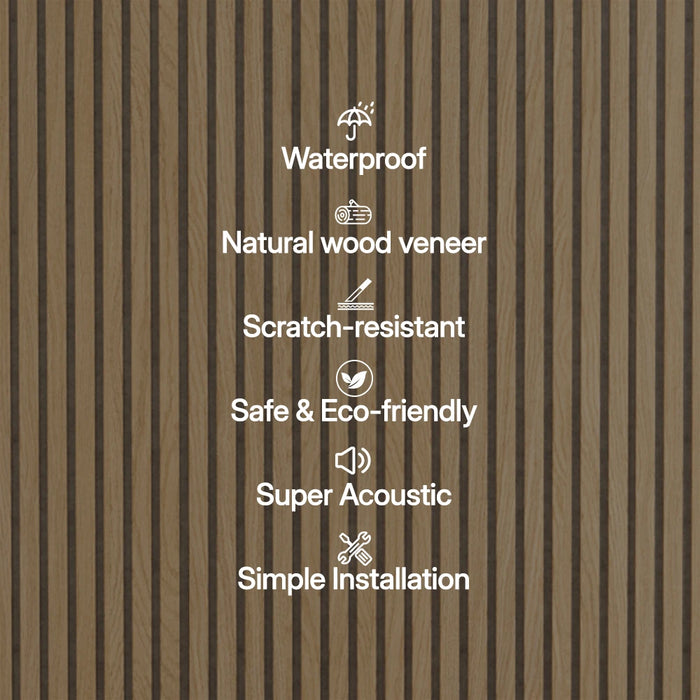 Luxury Oak (Gray Felt) Acoustic Slat Wood Wall Panels 1-Side Veneer – Unisoar