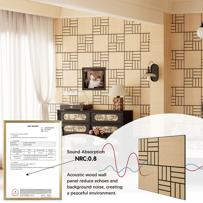 Lightweight Flexible Oak Veneer Acoustic Basketweave Grid Wall Panels Unisoar