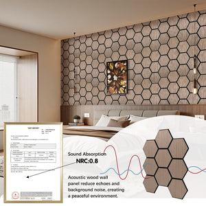 Paneles de pared acústicos hexagonales de nido de abeja ligeros y flexibles de chapa de nogal Unisoar 
