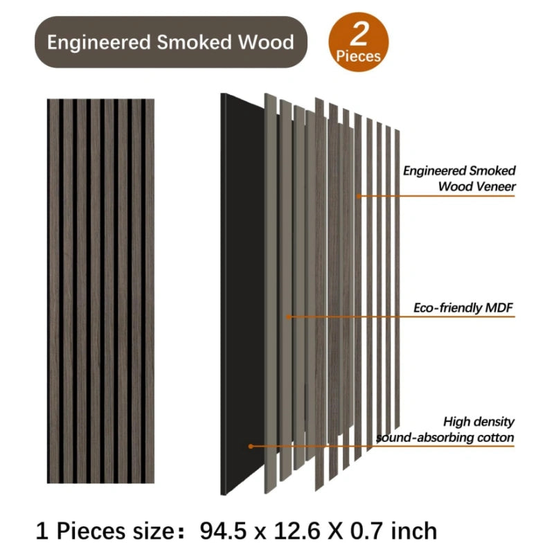 Premium Smoked wood Acoustic Slat Wall Panels by Unisoar