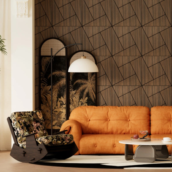 Lightweight Smoked Wood Pinwheel Wall Panels