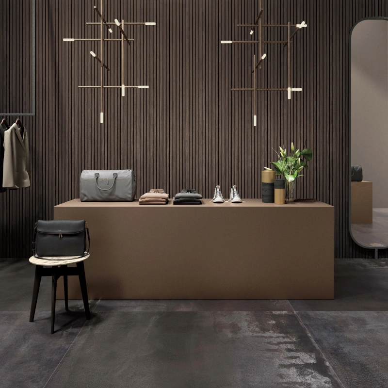 Luxury Smoked Wood Acoustic Slat Wood Wall Panels 3-Side Veneer – Unisoar
