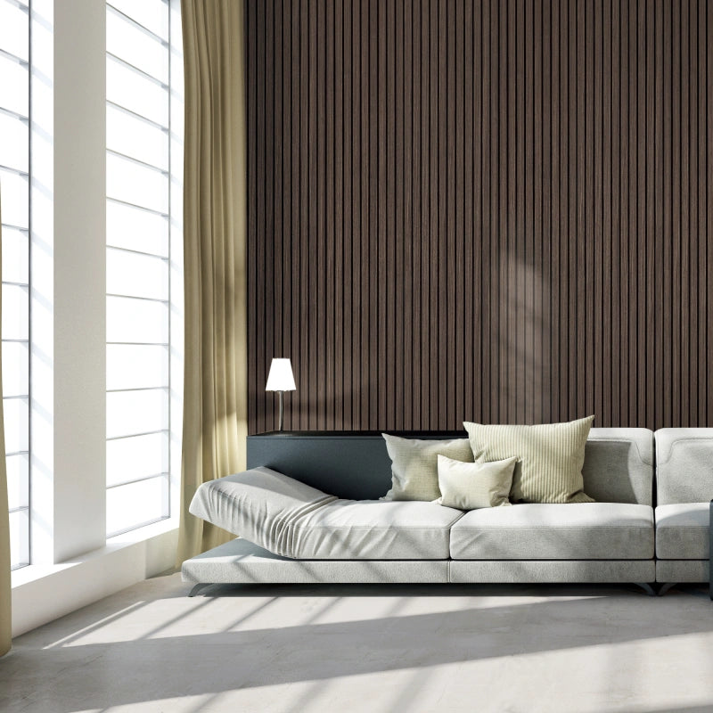 Luxury Smoked Wood Acoustic Slat Wood Wall Panels 3-Side Veneer – Unisoar