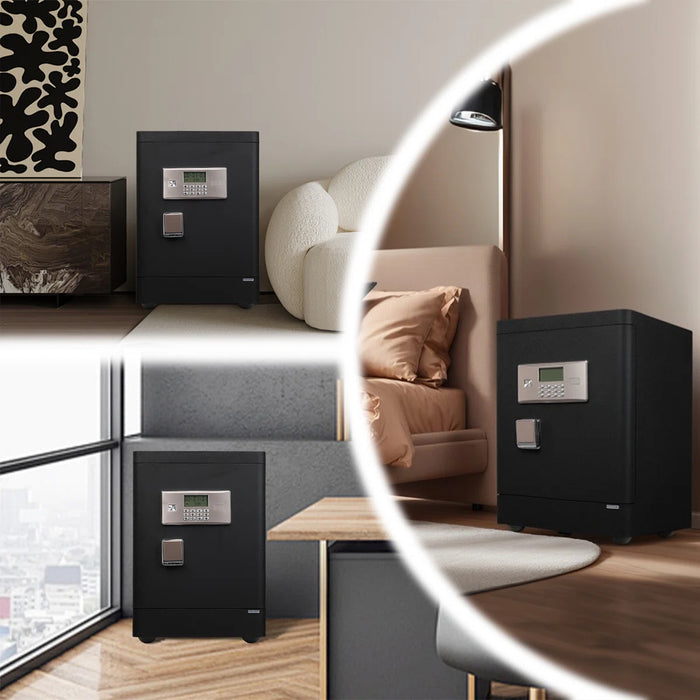 3.38 Cu Ft Black Security Safe, Lock Cabinet with Wheels, Fireproof Bag,