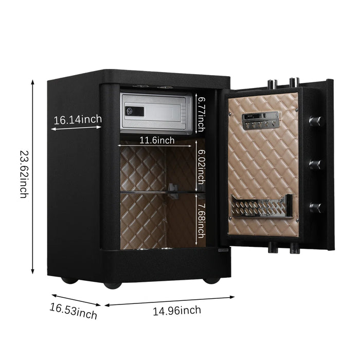 3.38 Cu Ft Black Security Safe, Lock Cabinet with Wheels, Fireproof Bag,