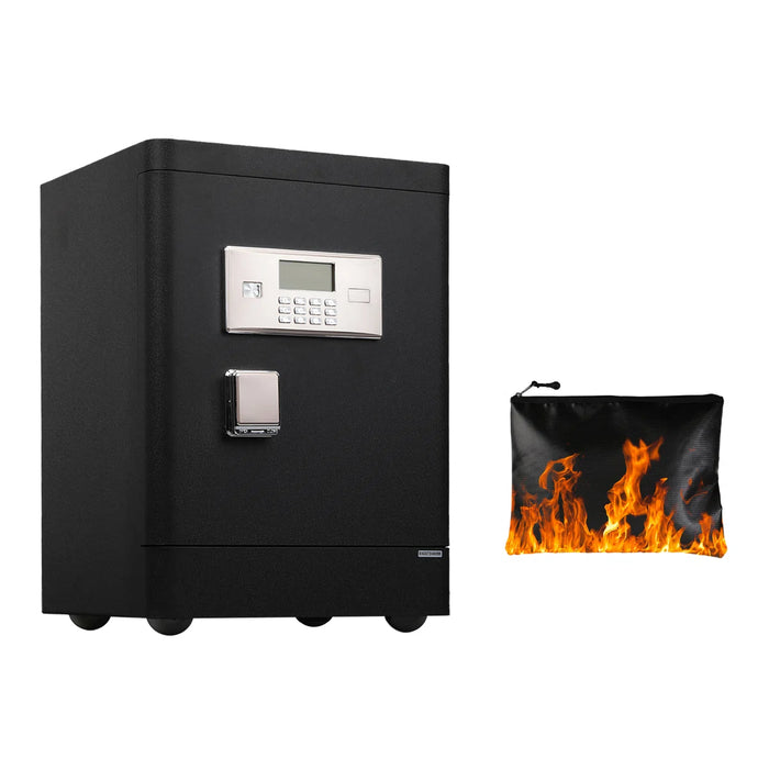 3.38 Cu Ft Black Security Safe, Lock Cabinet with Wheels, Fireproof Bag,